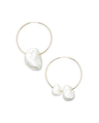Cult Gaia - Juno Cultured Freshwater Pearl Charm Hoop Earrings in Gold Tone