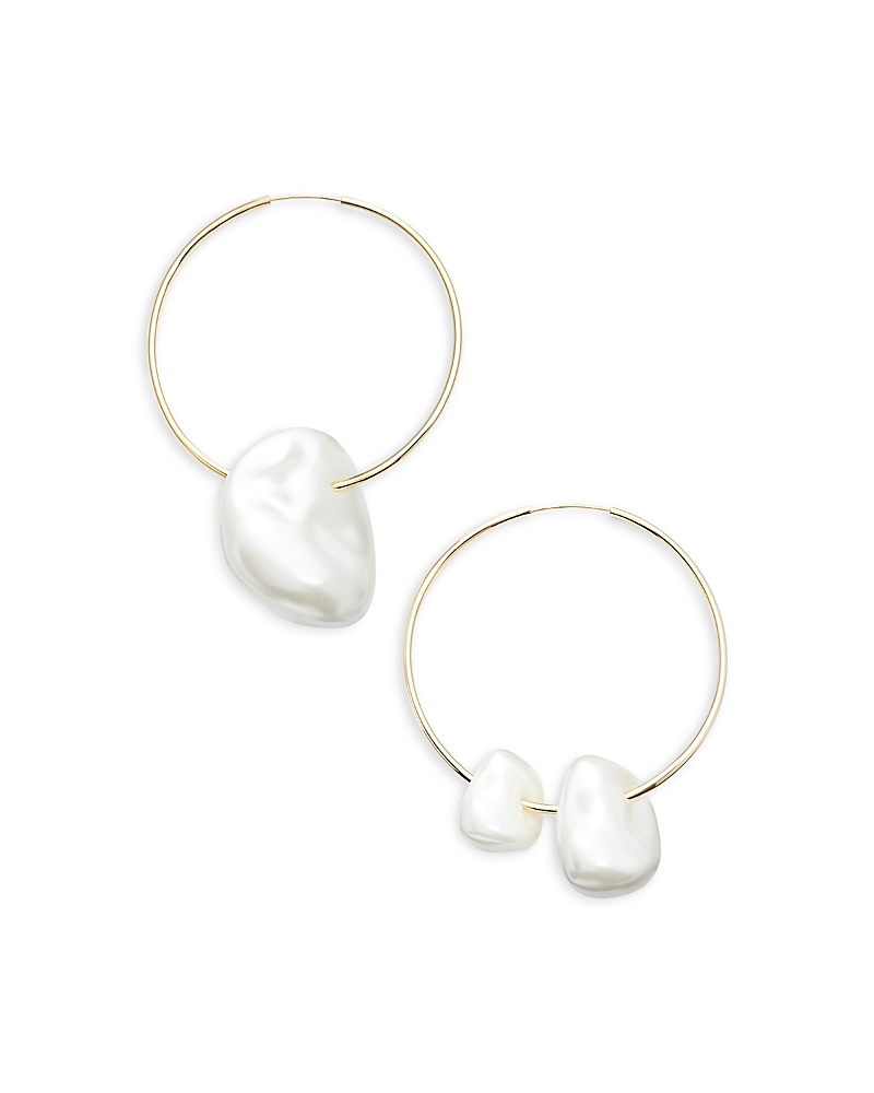 Cult Gaia Juno Cultured Freshwater Pearl Charm Hoop Earrings in Gold Tone