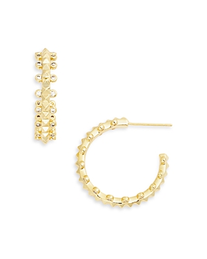 Shop Kendra Scott Jada Pave C Hoop Earrings In 14k Gold Plated In Gold White Crystal