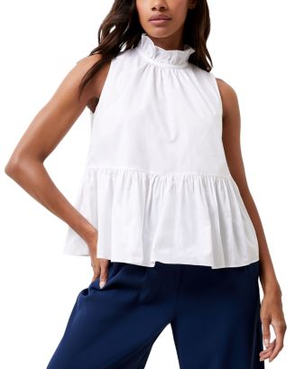 RHODES POPLIN GINGHAM FLUTTER SLEEVE TOP main image 1