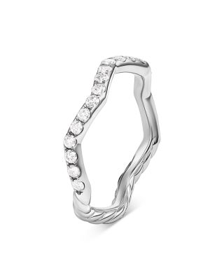 Stax Zig Zag Ring in Sterling Silver with Diamonds, 2mm