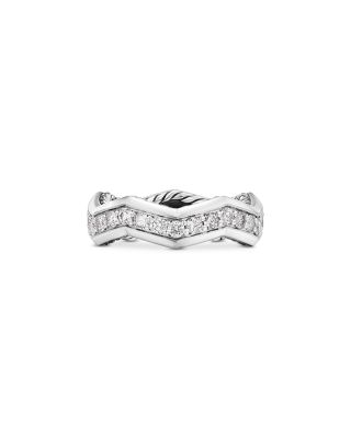 Stax Zig Zag Ring in Sterling Silver with Diamonds, 5mm