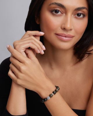 Caviar Ball Beaded Golden Obsidian Bracelet, 10mm