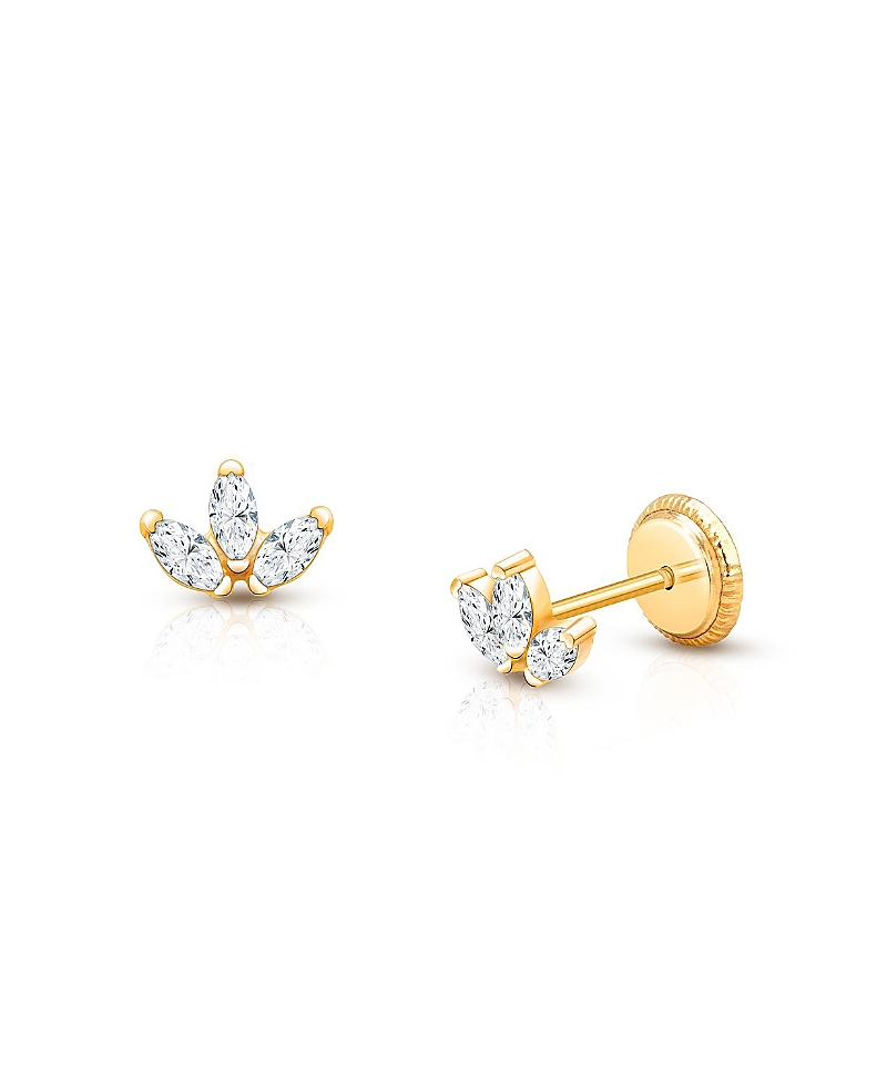 Tiny Blessings Children's 14k Gold Twinkling Trio Marquise Studs Girls' Screw Back Earrings In K Yellow Gold
