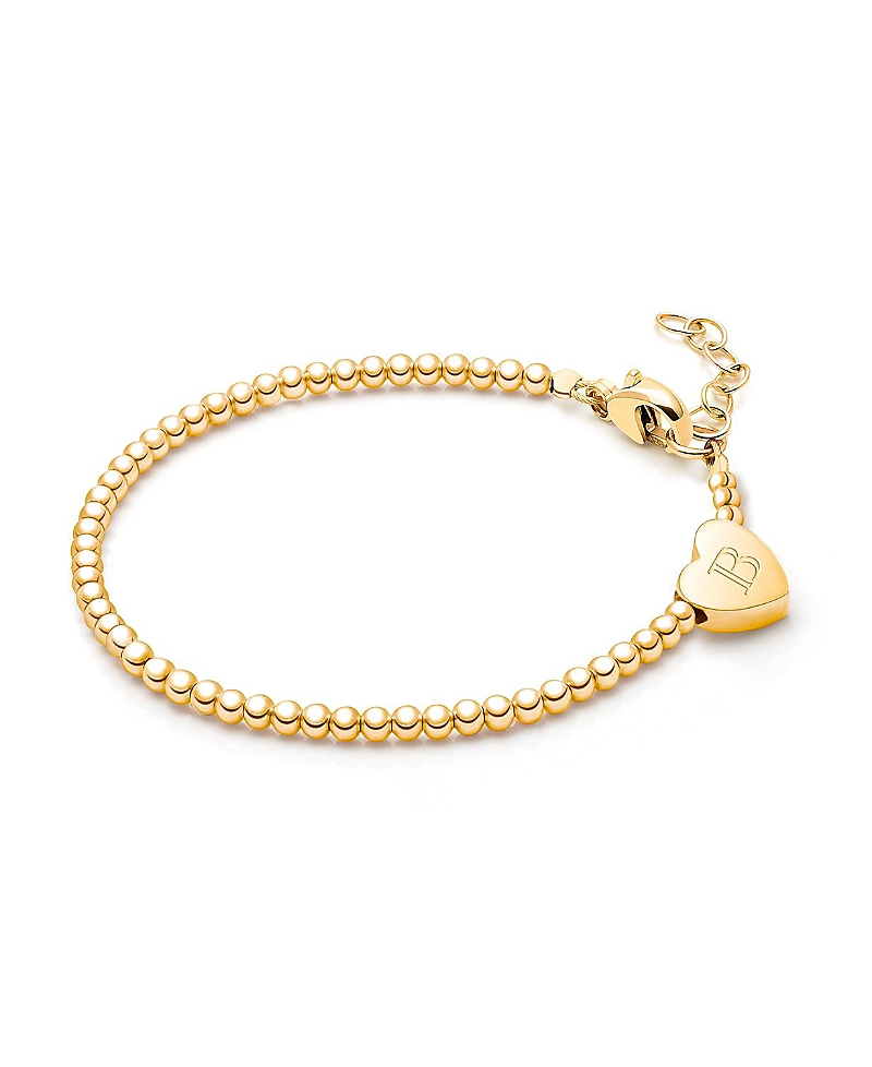 Tiny Blessings Children's 14k Gold Dainty Heart & Engraved Initial Girls' 5.25 Bracelet In K Gold - B