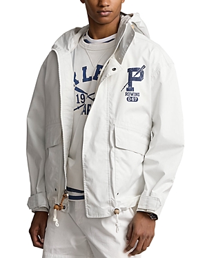Shop Polo Ralph Lauren Twill Graphic Hooded Jacket In White
