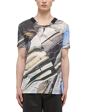 Shop Helmut Lang Cotton Silver Car Graphic Tee In Silver Car Print