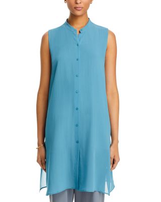 eileen fisher silk tunic dress Eileen Fisher Green Layered 100% Silk Tunic Top in Olive M