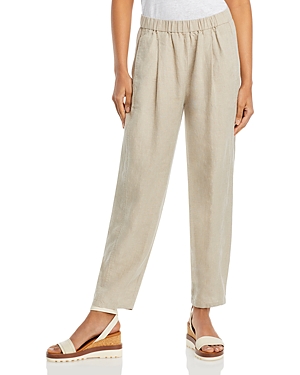 Shop Eileen Fisher Linen Pleated Ankle Lantern Pants In Undyed Natural