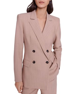 Maje Striped Double Breasted Blazer