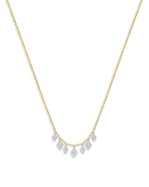 14K White & Yellow Gold Diamond Dangle Disc Collar Necklace, 18