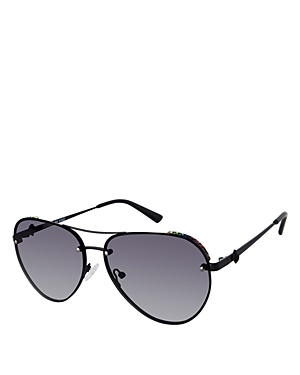 Shop Kurt Geiger Aviator Sunglasses, 60mm In Black/gray Mirrored Gradient