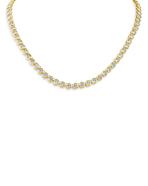 Cz By Kenneth Jay Lane Round Bezel Set Tennis Necklace, 16 In Gold