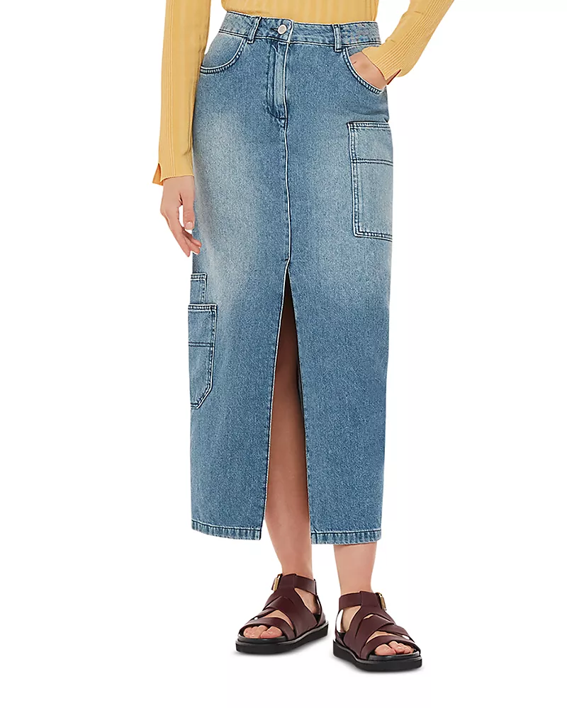 Whistles Cora Utility Cotton Denim Maxi Skirt