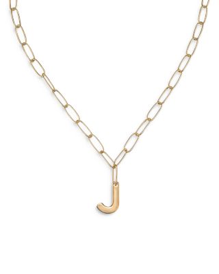 Paperclip Link Chain Initial Pendant Necklace in 18K Gold Plated, 18"