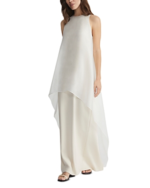 Shop Lafayette 148 Silk Sleeveless Overlay Gown In Cloud