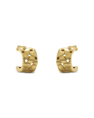 Bloomingdale's Fine Collection - Basket Weave Small Huggie Hoop Earrings in 14K Yellow Gold