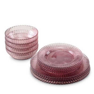 Archie Pink 12 Piece Dinnerware Set