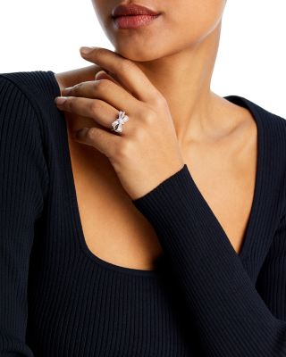 Diamond Bow Ring in 14K White Gold, 0.55 tcw