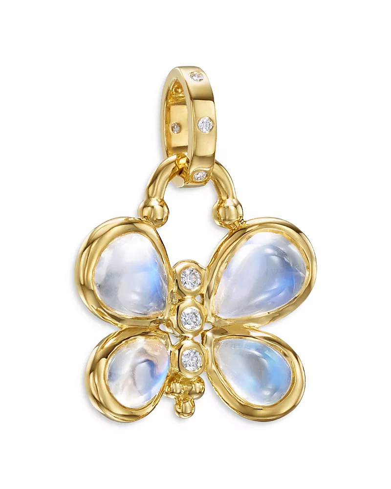 Temple St. Clair 18K Yellow Gold Luna Butterfly Diamond & Blue Moonstone Pendant