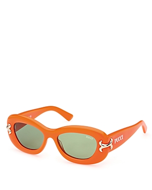 Shop Pucci Geometric Sunglasses, 52mm In Orange/green Solid