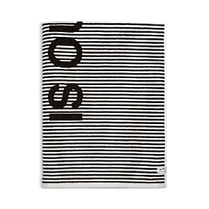 Slowtide Out Of Town Striped Premium Woven Beach Towel In Black