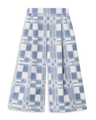 Burberry - Girls' Maya Check Cotton Wide Leg Ankle Pants - Little Kid, Big Kid