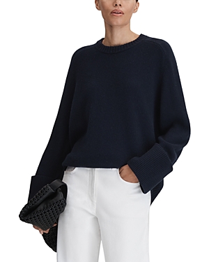 Shop Reiss Laura Wool And Cashmere Sweater In Navy