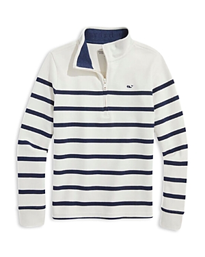 Shop Vineyard Vines Boys' Breton Stripe Quarter Zip Sweater - Little Kid, Big Kid In Nautical Navy