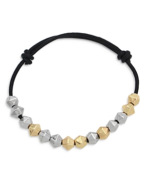 Shop Allsaints Geometric Beaded Leather Bracelet In Multi/black