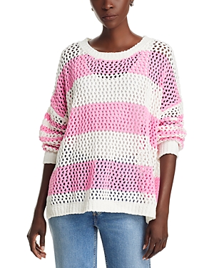 Shop Vintage Havana Striped Knit Crewneck Sweater In Pink