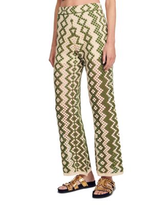 Sandro Henrik Geometric Crochet Wide Leg Pants