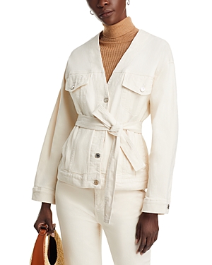 Shop Vanessa Bruno Cooper Collarless Wide Sleeve Jacket In Natural