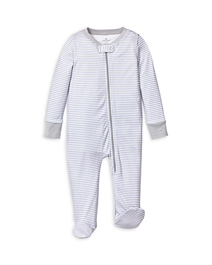 Shop Petite Plume Unisex Pima Cotton Striped Footie - Baby In Grey Stripe