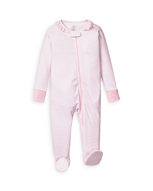 Shop Petite Plume Girls' Pima Cotton Striped Footie - Baby In Pink Stripe