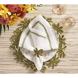 Kim Seybert Oasis Placemat In Ivory, Green And Gold In Ivory/green
