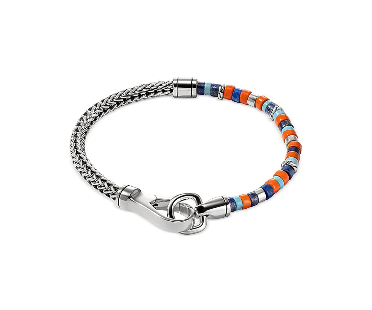 John Hardy Sterling Silver Heishi Gemstone Chain Bracelet