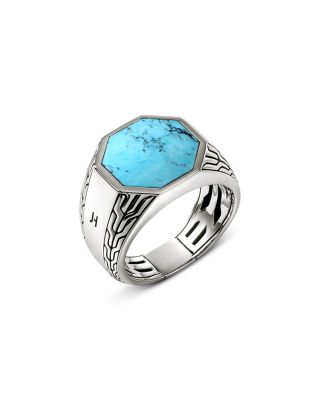 Men's Sterling Silver Turquoise Signet Ring