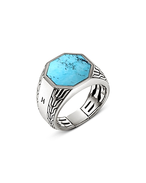 Shop John Hardy Men's Sterling Silver Turquoise Signet Ring In Blue/silver