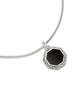 Men's Sterling Silver Onyx Pendant Necklace, 22"