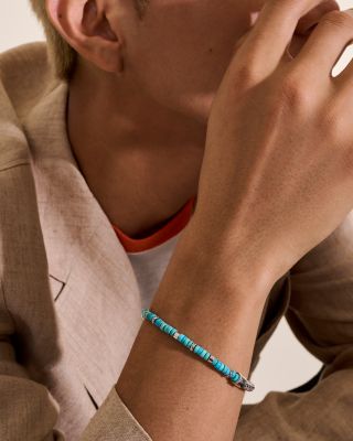 Sterling Silver Heishi Treated Turquoise Beaded Flex Bracelet