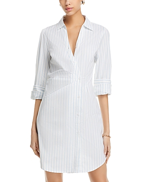 Shop French Connection Isabelle Striped Dress In Linen White