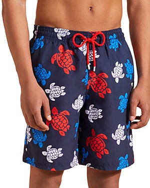 Vilebrequin Okoa Oko Multicolor Turtle Swim Trunks In Navy