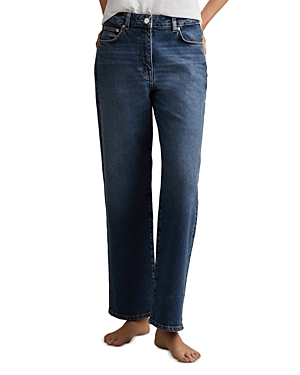 Shop Reiss Selin Straight Jeans In Mid Blue