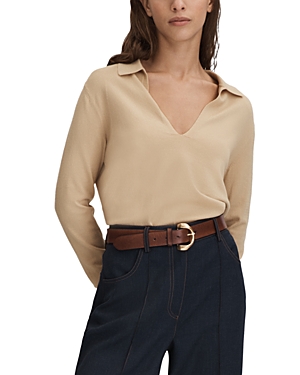 Reiss Nellie Collared Sweater In Stone