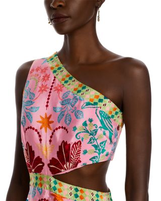 farm rio fruits queen scarf one-shoulder maxi dress FARM Rio Fruits Queen Scarf Detail Dress