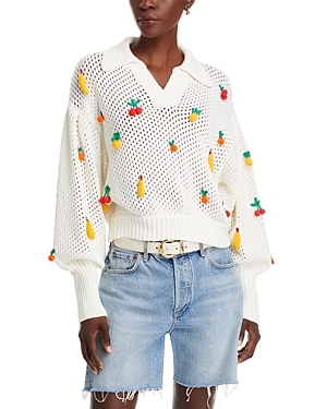 Shop Farm Rio Crocheted Fruit Blouse In Off-white