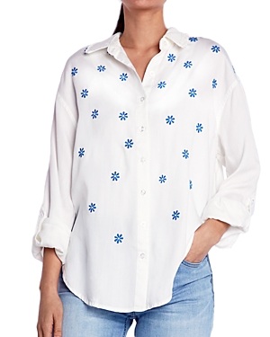 Shop Billy T Daisy Embroidered Shirt In White