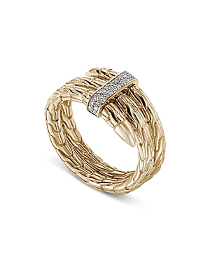 14K Yellow Gold Spear Diamond Coil Ring