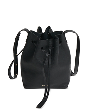 Shop Mansur Gavriel Soft Leather Mini Bucket Bag In Black